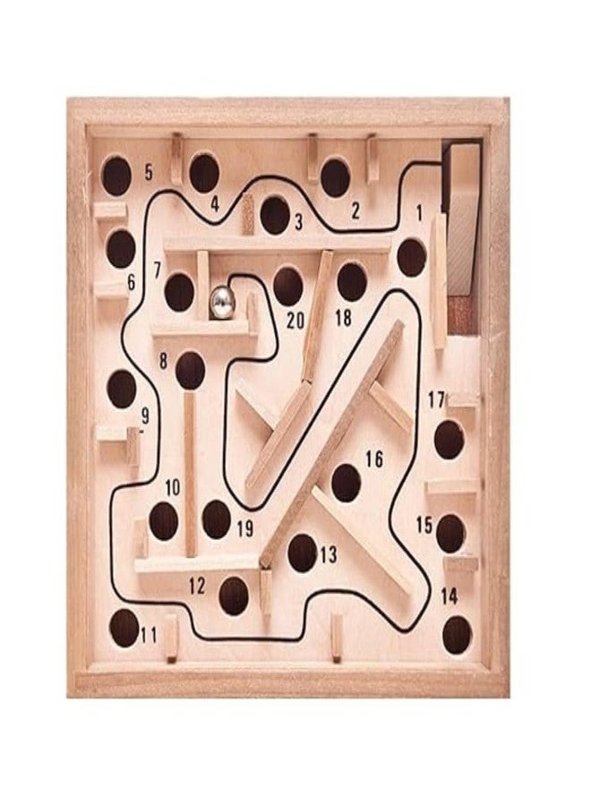 SubiMouIQ Mini Wooden Labyrinth Ball Maze Puzzle Game - Handcrafted Brain Teaser Toy for Kids & Adults | Balance Board Wire Puzzle | Travel-Friendly Wooden Mind Game Gift (Pack 4) - Image 1